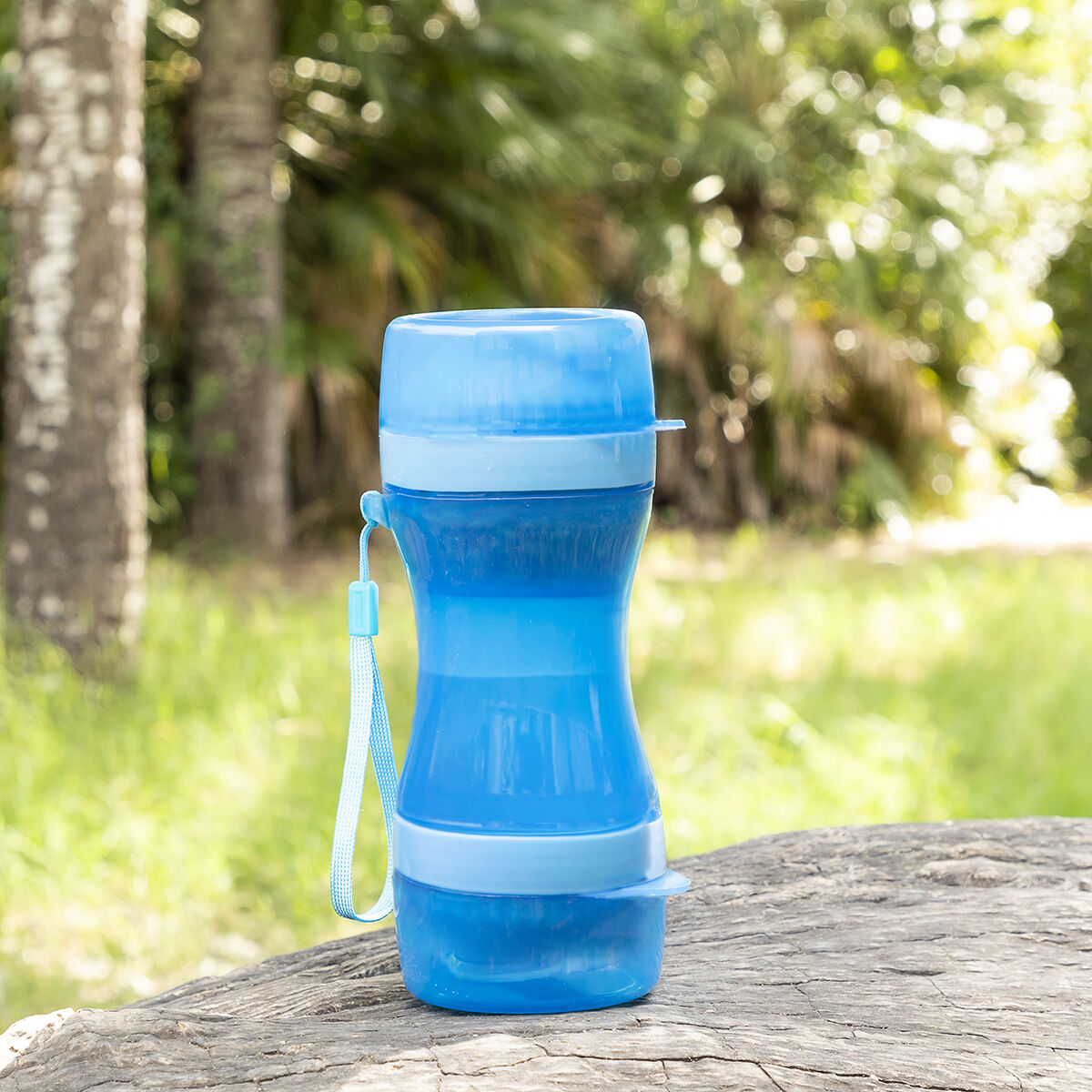 Botella 2 en 1 con recipientes para agua y comida para mascotas